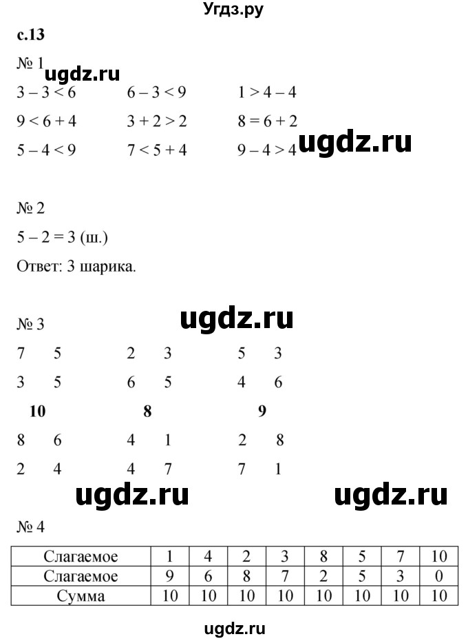 ГДЗ (Решебник к тетради 2023) по математике 1 класс (рабочая тетрадь) Кремнева С.Ю. / тетрадь №2. страница / 13