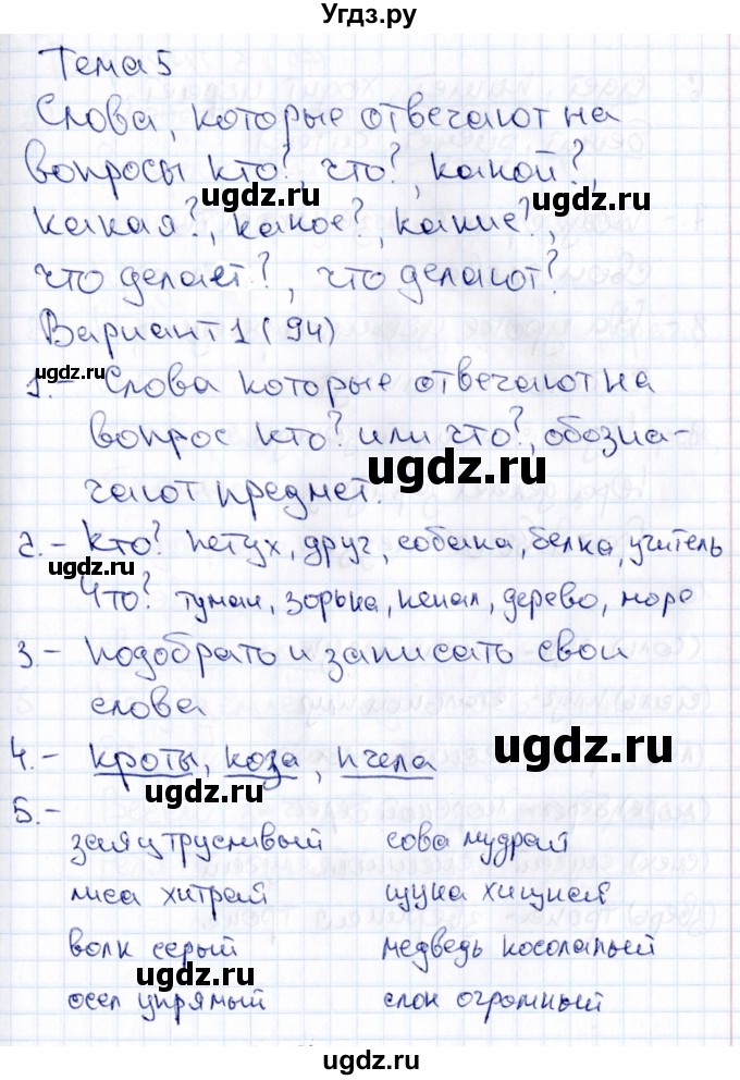 ГДЗ (Решебник 2019) по русскому языку 1 класс (Тематический контроль (математика, русский)) В.Т. Голубь / русский язык / 5. слова, которые отвечают на вопросы: кто? что? / Вариант 1