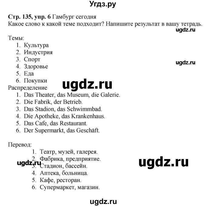 ГДЗ (Решебник к учебнику Wunderkinder Plus) по немецкому языку 6 класс Радченко О.А. / страница / 135