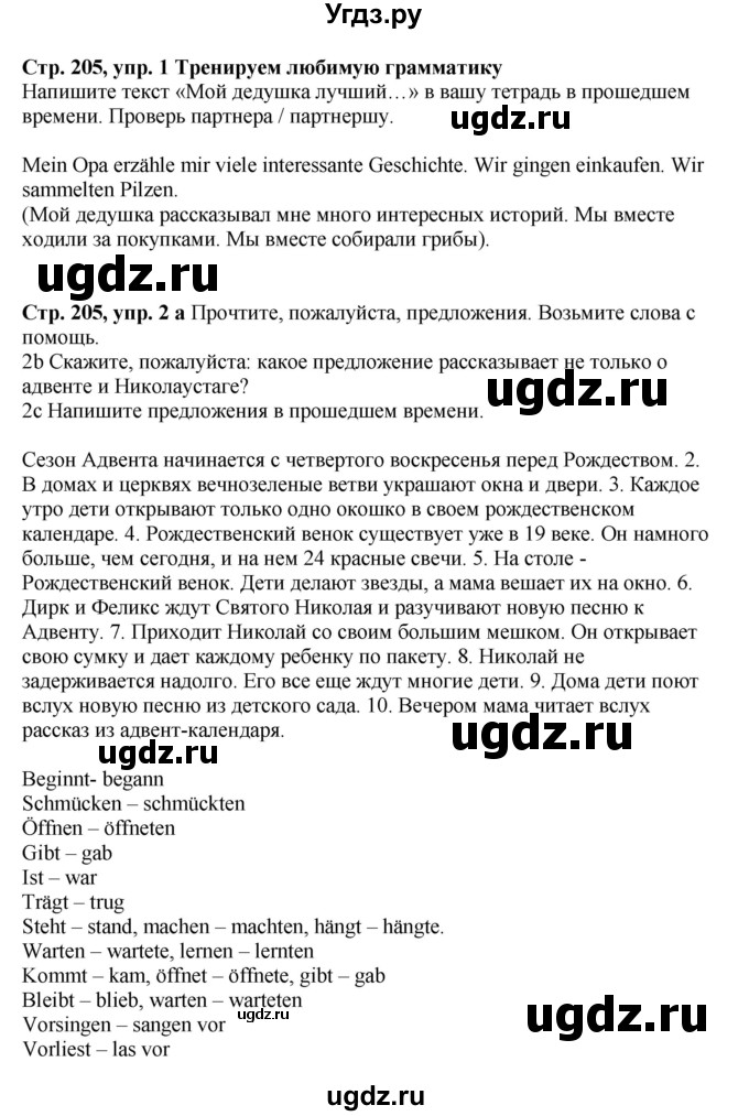 ГДЗ (Решебник к учебнику Wunderkinder Plus) по немецкому языку 6 класс Радченко О.А. / страница / 205