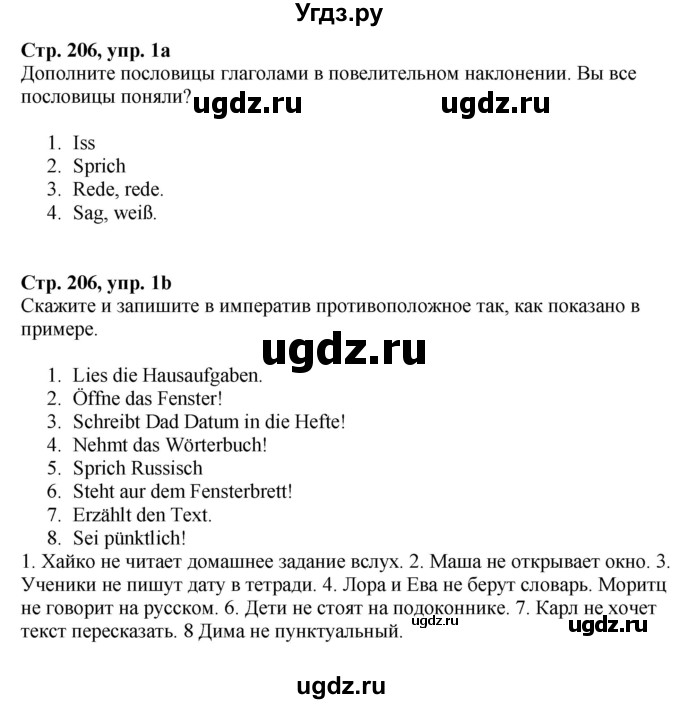 ГДЗ (Решебник) по немецкому языку 6 класс Радченко О.А. / страница / 206