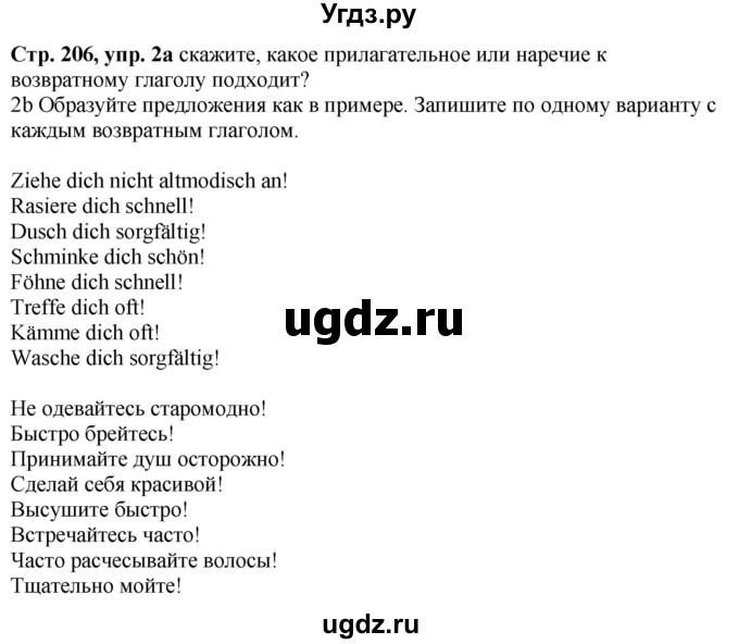 ГДЗ (Решебник к учебнику Wunderkinder Plus) по немецкому языку 6 класс Радченко О.А. / страница / 206(продолжение 2)