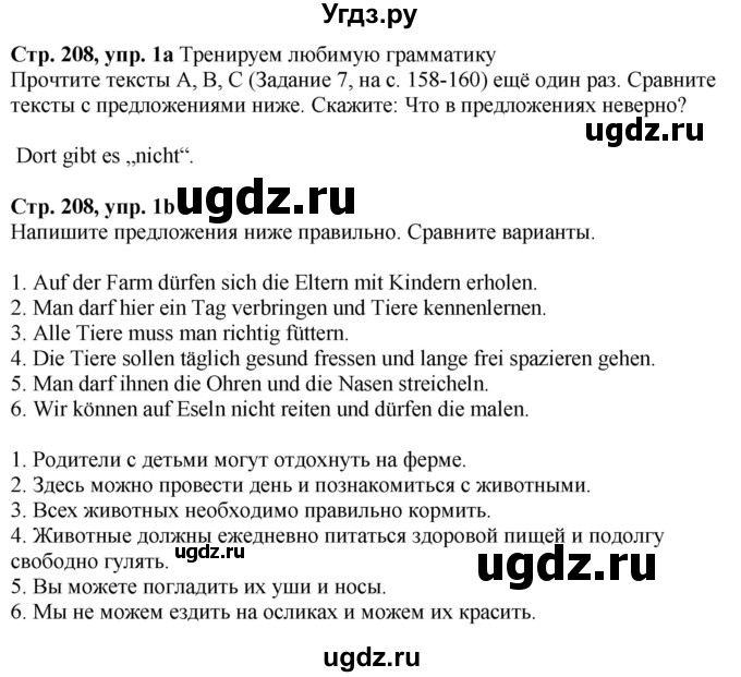 ГДЗ (Решебник к учебнику Wunderkinder Plus) по немецкому языку 6 класс Радченко О.А. / страница / 208