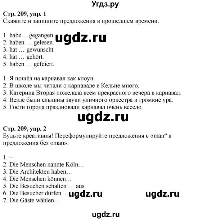 ГДЗ (Решебник к учебнику Wunderkinder Plus) по немецкому языку 6 класс Радченко О.А. / страница / 209