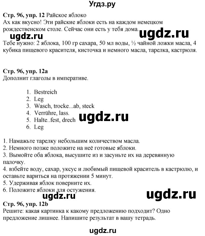 ГДЗ (Решебник к учебнику Wunderkinder Plus) по немецкому языку 6 класс Радченко О.А. / страница / 96