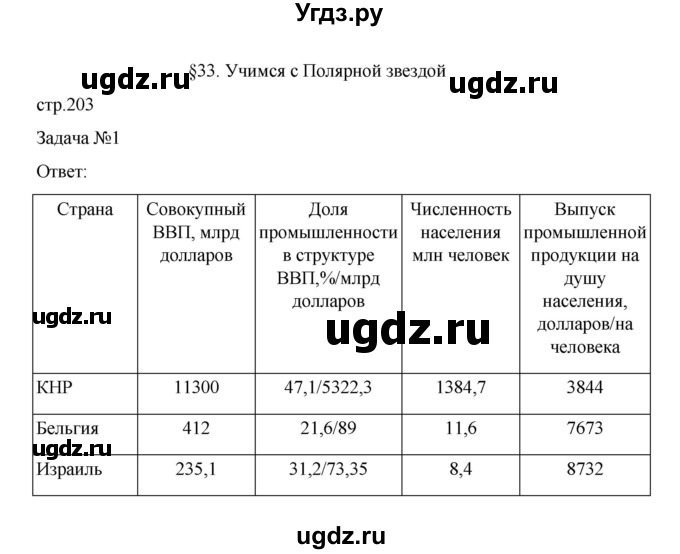 ГДЗ (Решебник) по географии 10 класс Ю. Н. Гладкий / страница / 203