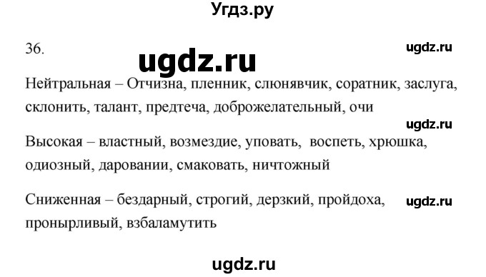 ГДЗ (Решебник) по русскому языку 6 класс (Рабочая тетрадь) М. А. Бондаренко / часть 1. упражнение / 36