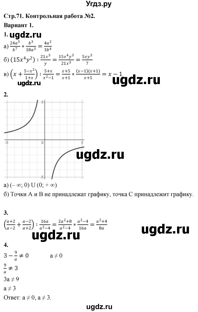 ГДЗ (Решебник) по алгебре 8 класс (контрольные и самостоятельные работы) Крайнева Л.Б. / контрольные работы / КР-2. вариант / 1