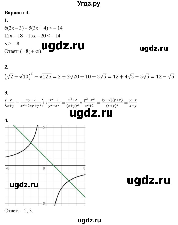 ГДЗ (Решебник) по алгебре 8 класс (контрольные и самостоятельные работы) Крайнева Л.Б. / контрольные работы / итоговая контрольная / 4