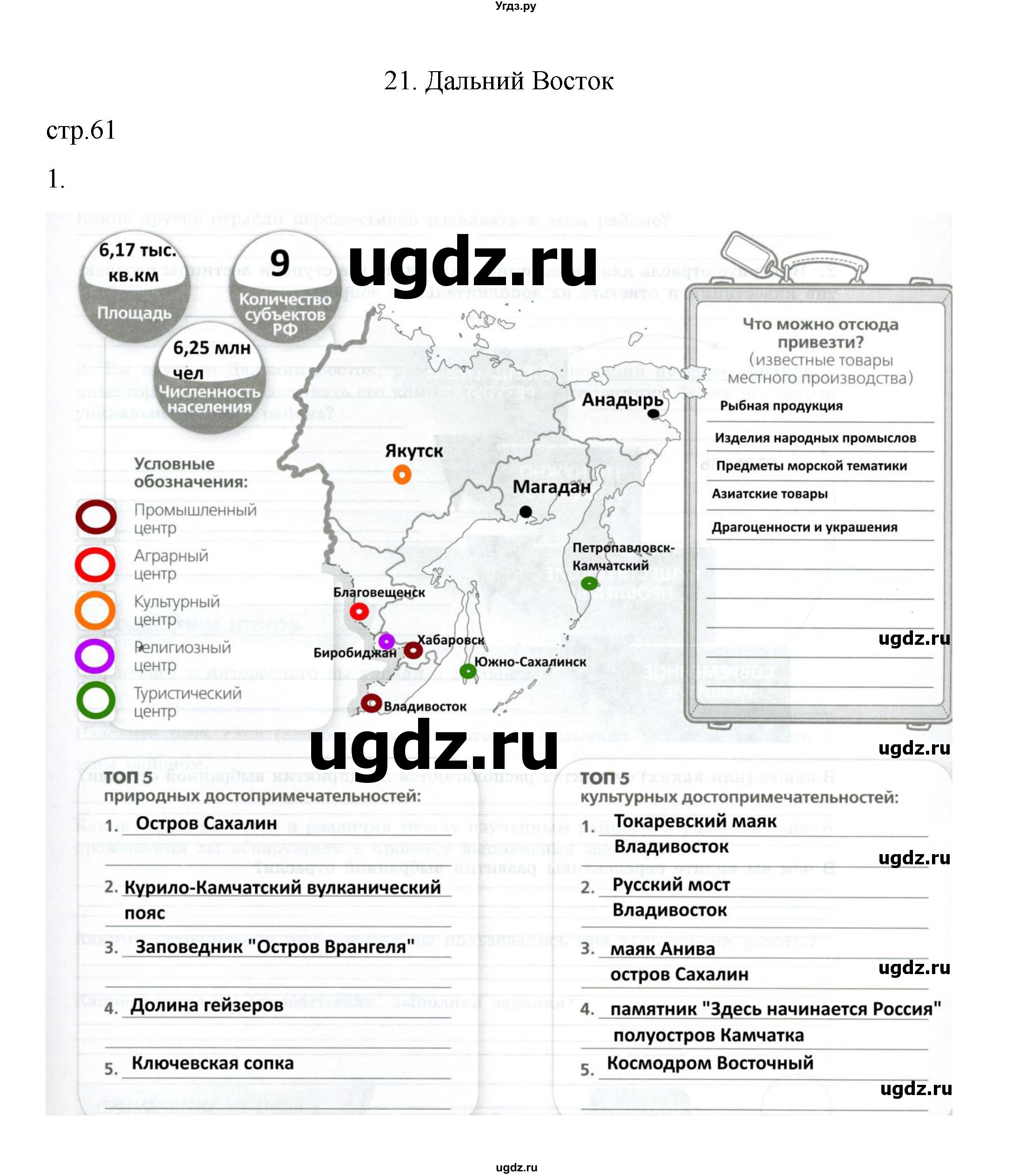 ГДЗ (Решебник) по географии 9 класс (практические работы) Дубинина С.П. / страница / 61