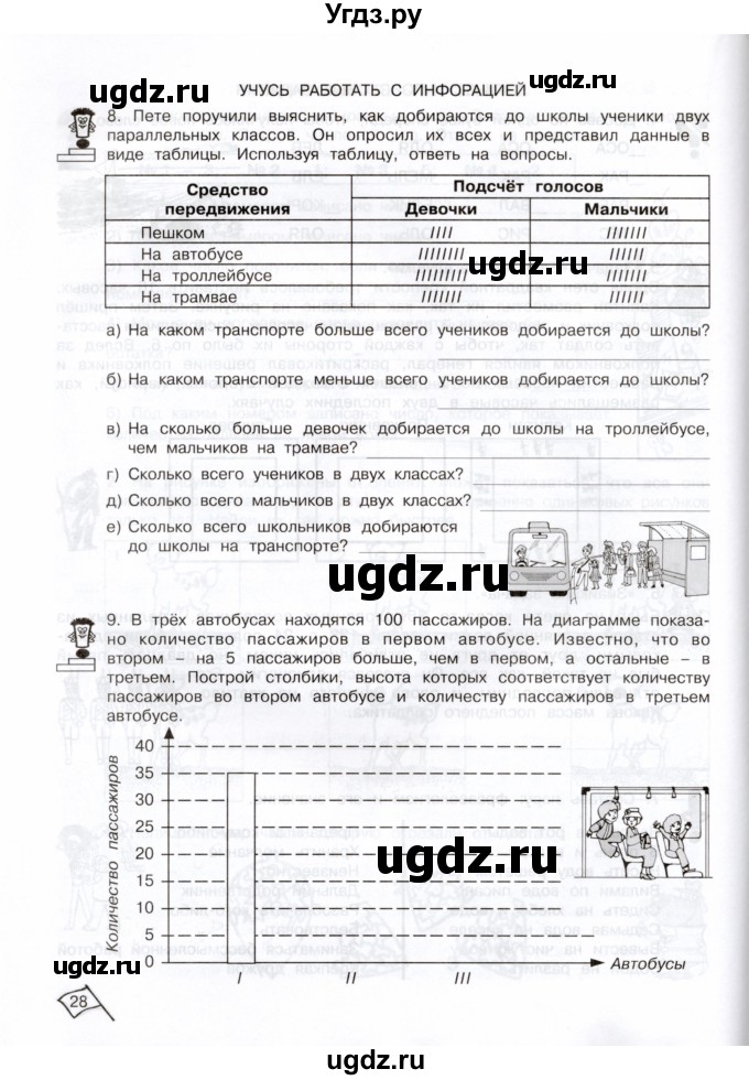 ГДЗ (Тетрадь) по информатике 3 класс (рабочая тетрадь Юным умникам и умницам) Холодова О.А. / часть 2. страница / 28