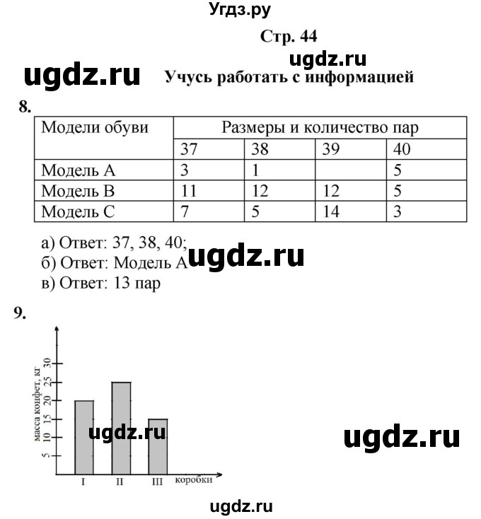 ГДЗ (Решебник) по информатике 3 класс (рабочая тетрадь Юным умникам и умницам) Холодова О.А. / часть 1. страница / 44