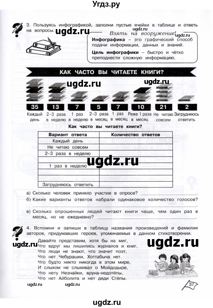 ГДЗ (Тетрадь) по информатике 4 класс (рабочая тетрадь Юным умникам и умницам) Холодова О.А. / часть 1. страница / 37-38