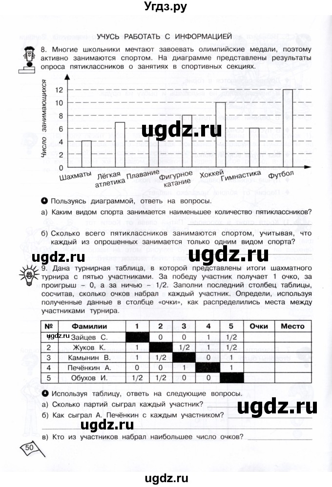 ГДЗ (Тетрадь) по информатике 4 класс (рабочая тетрадь Юным умникам и умницам) Холодова О.А. / часть 1. страница / 50