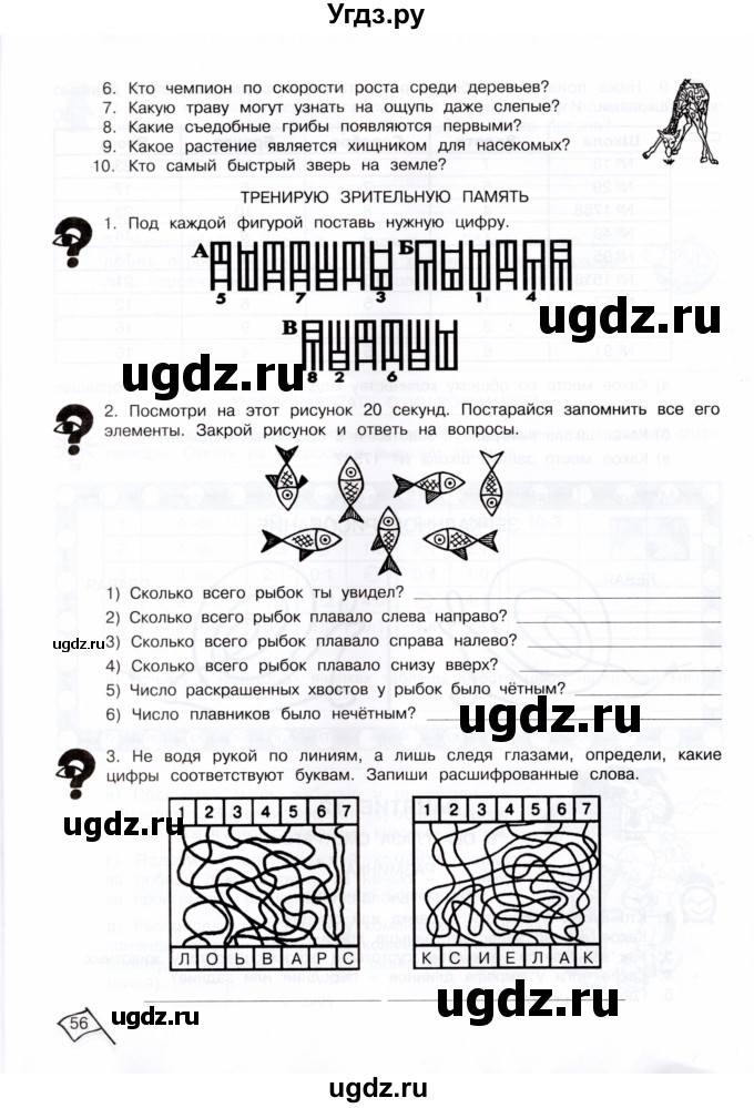 ГДЗ (Тетрадь) по информатике 4 класс (рабочая тетрадь Юным умникам и умницам) Холодова О.А. / часть 1. страница / 56
