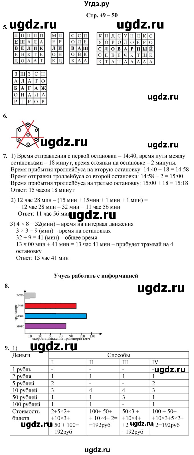 ГДЗ (Решебник) по информатике 4 класс (рабочая тетрадь Юным умникам и умницам) Холодова О.А. / часть 2. страница / 49-50