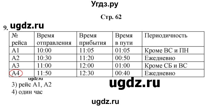 ГДЗ (Решебник) по информатике 4 класс (рабочая тетрадь Юным умникам и умницам) Холодова О.А. / часть 2. страница / 62