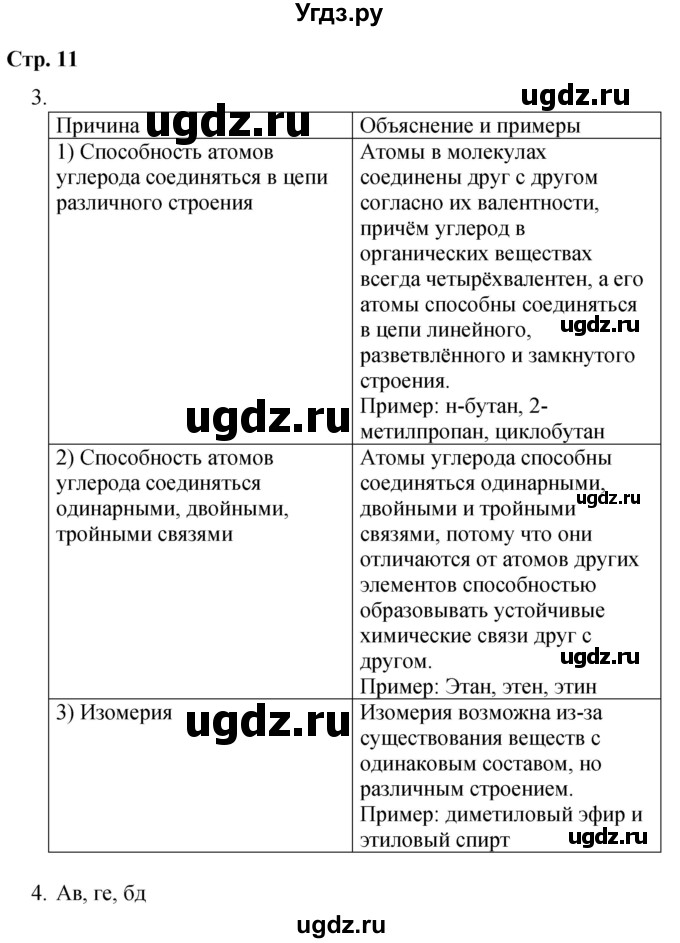 ГДЗ (Решебник) по химии 10 класс (рабочая тетрадь) Габриелян О.С. / страница / 11
