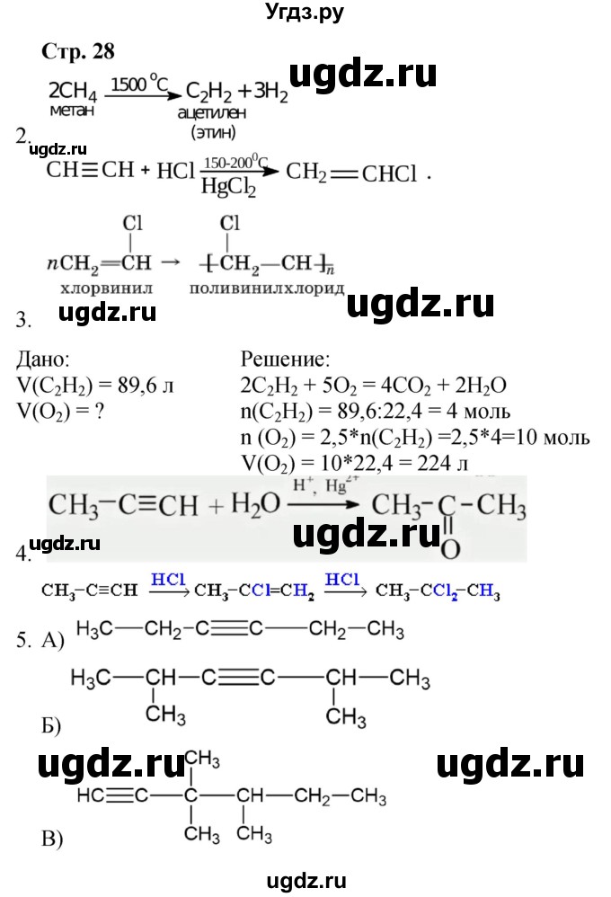 ГДЗ (Решебник) по химии 10 класс (рабочая тетрадь) Габриелян О.С. / страница / 28