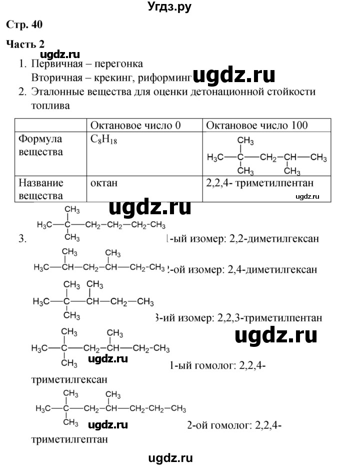 ГДЗ (Решебник) по химии 10 класс (рабочая тетрадь) Габриелян О.С. / страница / 40