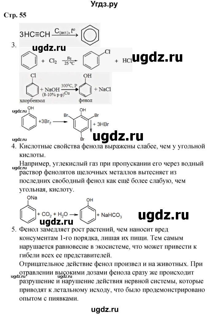 ГДЗ (Решебник) по химии 10 класс (рабочая тетрадь) Габриелян О.С. / страница / 55