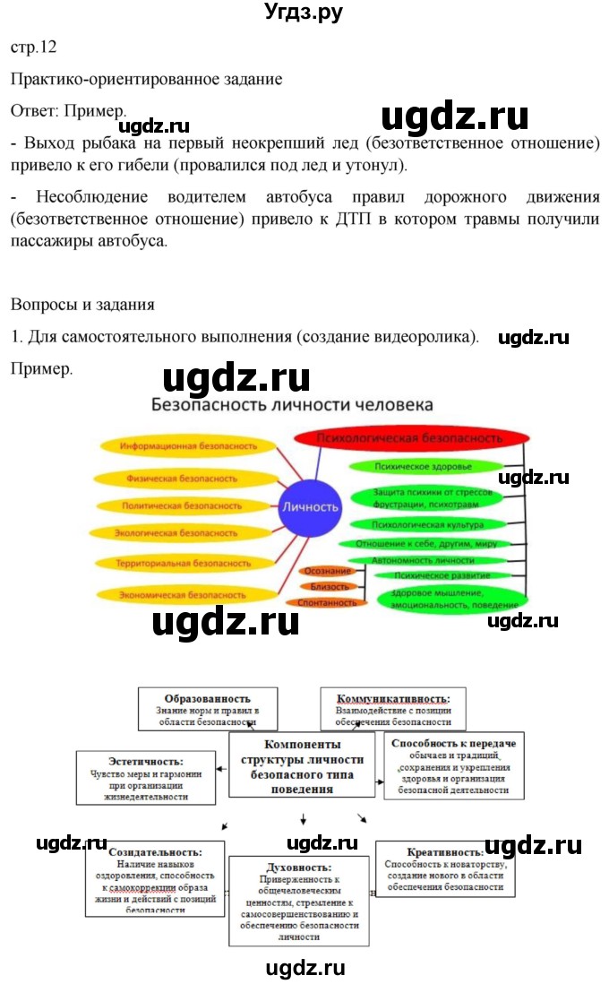 ГДЗ (Решебник) по обж 8 класс Рудаков Д.П. / часть 1. страница / 12