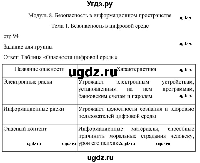 ГДЗ (Решебник) по обж 8 класс Рудаков Д.П. / часть 2. страница / 94