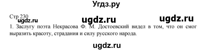 ГДЗ (Решебник) по литературе 10 класс Лебедев Ю.В. / часть 1. страница / 230