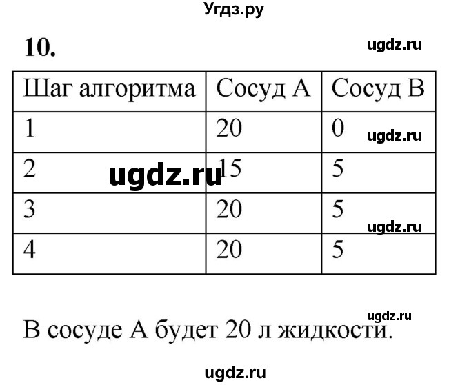 ГДЗ (Решебник) по информатике 6 класс (самостоятельные и контрольные работы) Босова Л.Л. / СР. алгоритмы и исполнители / вариант 1 / 10