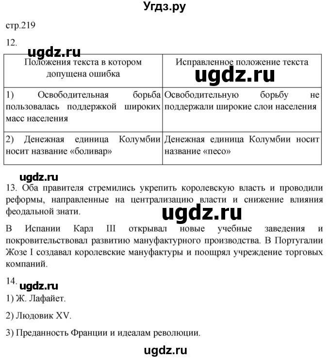 ГДЗ (Решебник) по истории 8 класс Мединский В.Р. / страница / 219