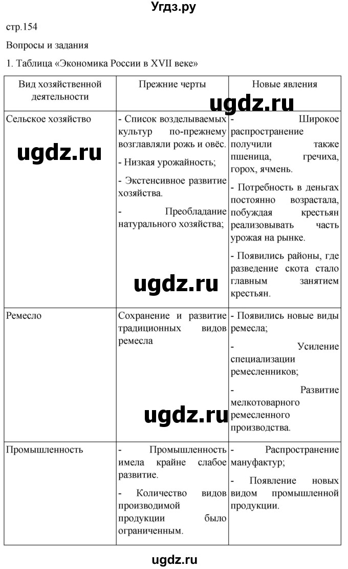 ГДЗ (Решебник) по истории 7 класс Мединский В.Р. / страница / 154