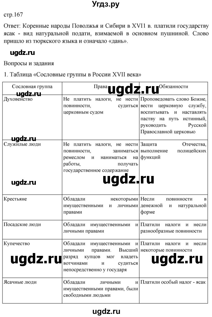 ГДЗ (Решебник) по истории 7 класс Мединский В.Р. / страница / 167