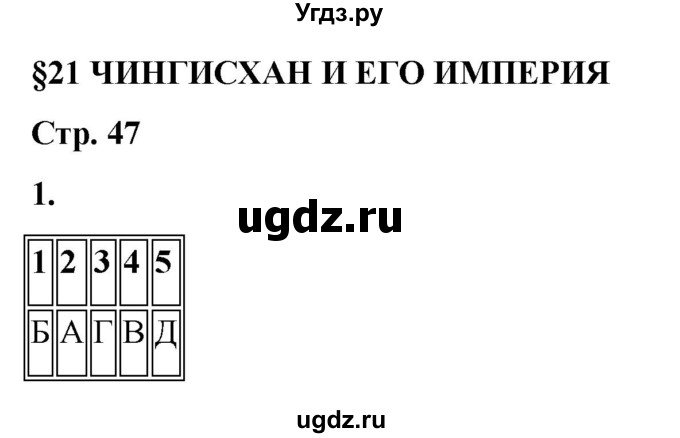 ГДЗ (Решебник) по истории 6 класс (рабочая тетрадь) Клоков В.А. / §21 / 1