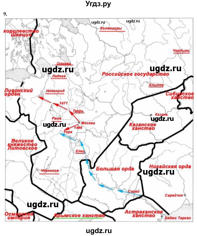 ГДЗ (Решебник) по истории 6 класс (рабочая тетрадь) Клоков В.А. / §36-37 / 9