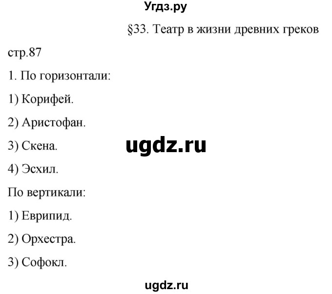 ГДЗ (Решебник) по истории 5 класс (рабочая тетрадь) Саплина Е.В. / §33 / 1