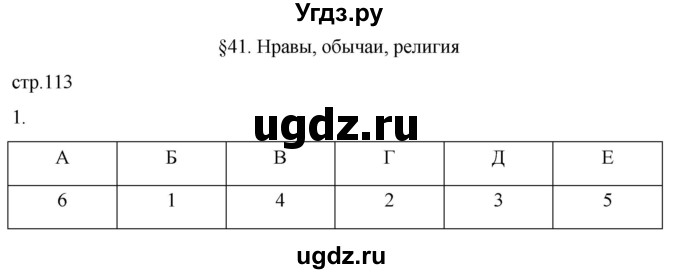 ГДЗ (Решебник) по истории 5 класс (рабочая тетрадь) Саплина Е.В. / §41 / 1