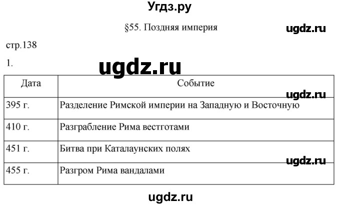 ГДЗ (Решебник) по истории 5 класс (рабочая тетрадь) Саплина Е.В. / §55 / 1