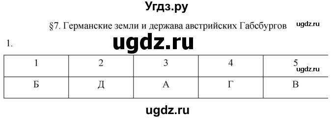 ГДЗ (Решебник) по истории 7 класс (рабочая тетрадь) Ведюшкин В.А. / §7 / 1