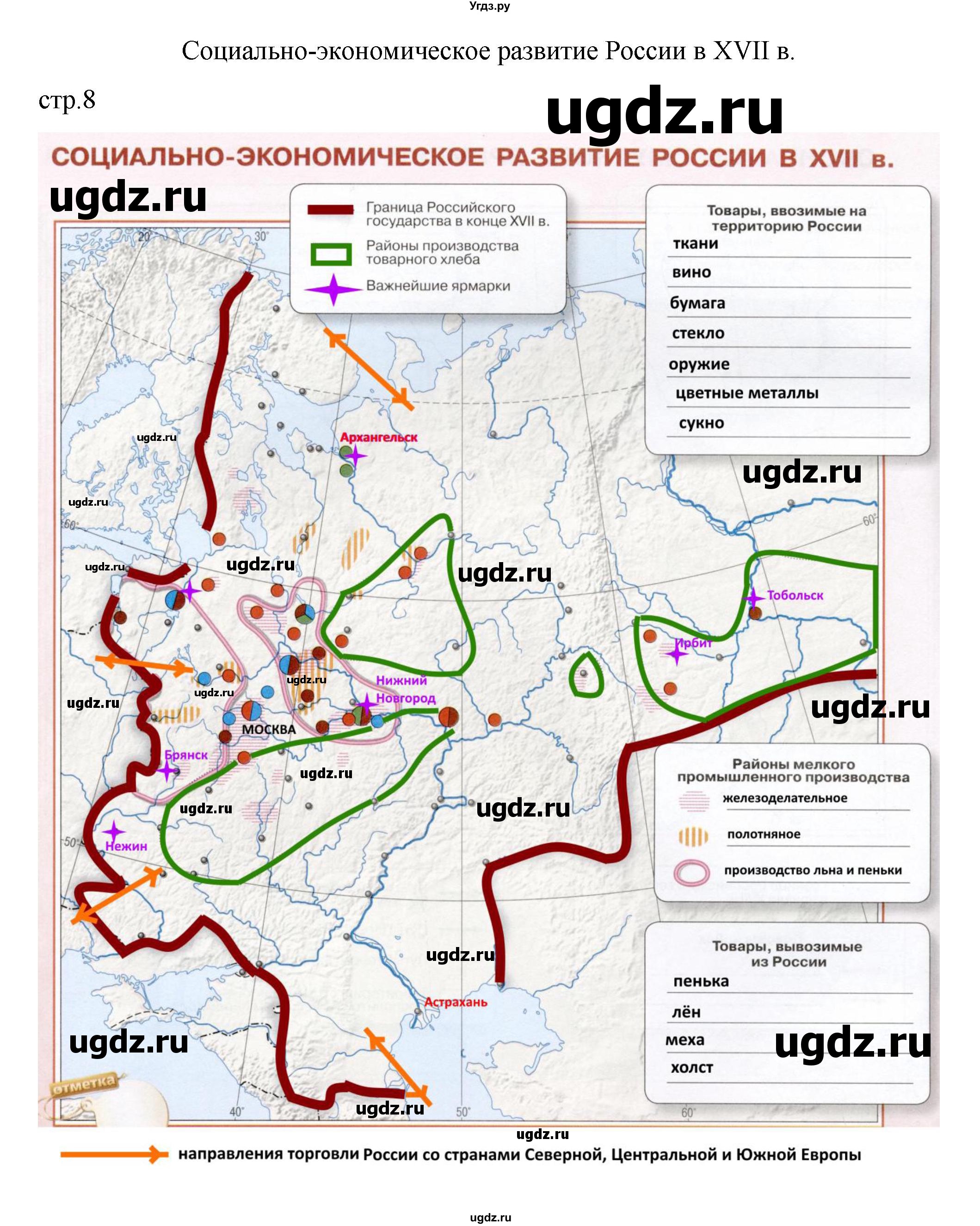 ГДЗ (Решебник) по истории 7 класс (контурные карты) Курукин И.В. / страница / 8